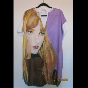 ZARA Girl Face Print Oversized T Shirt Tunic Dress